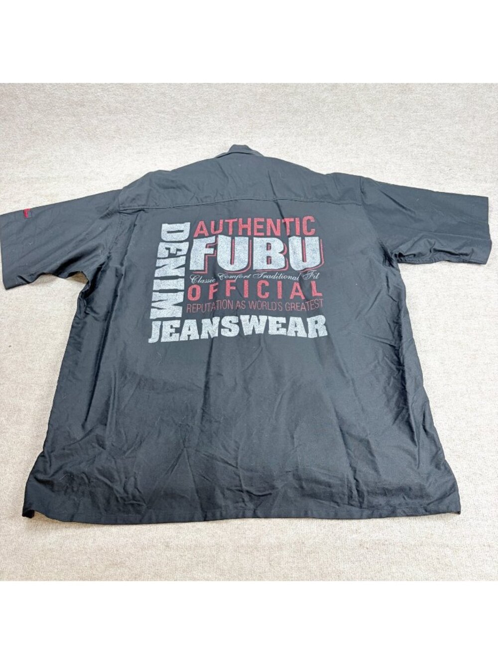 FUBU Shirt 3XL Black Short Sleeve Double Sided Old Stock NEW Y2K